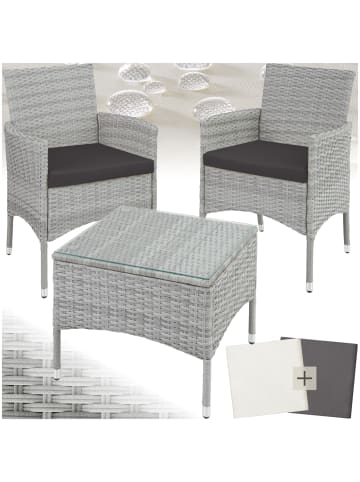 tectake Rattan Gartenset für 2 Personen, 2 Bezugssets