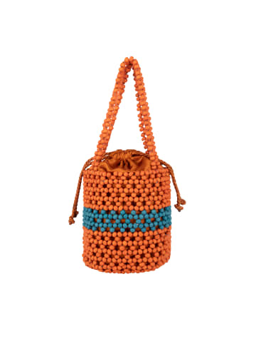 IZIA Damen Bucket Bag Aus Perlen in Orange Mehrfarbig