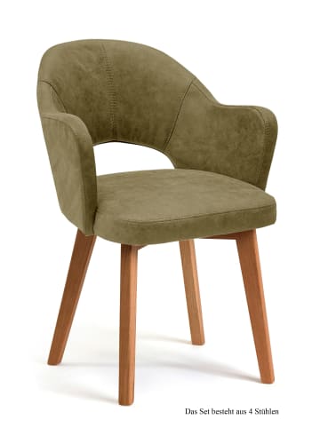 58 aufm Kessel ARMLEHNSTUHL (4er-Set) Darsie 59x87x61 Eiche geölt/Olivgrün