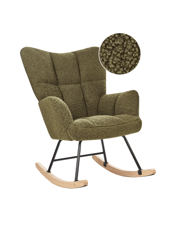 Beliani Schaukelsessel OULU in Grün/Schwarz/Braun - (W) 71 x (H) 104 x (L) 83 cm