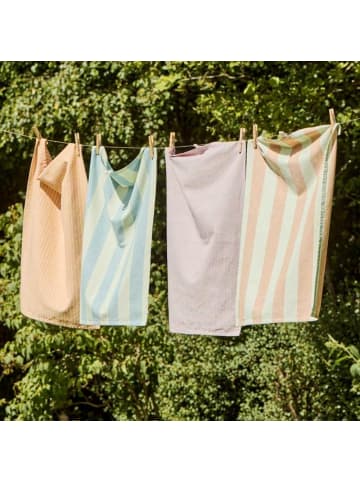 IB Laursen Geschirrtuch LINEA Schmale Streifen Mustard Hellrosa