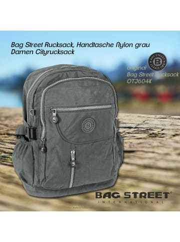 Bag Street Cityrucksack, Freizeitrucksack Nylon grau ca. 30cm breit ca. 38cm hoch
