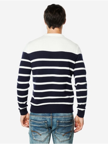 KOROSHI Crew-Trikot aus Baumwollstreifen in blau