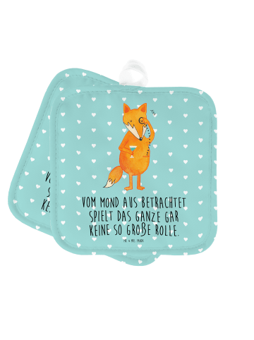 Mr. & Mrs. Panda Topflappen Fuchs Lord mit Spruch in Türkis Pastell