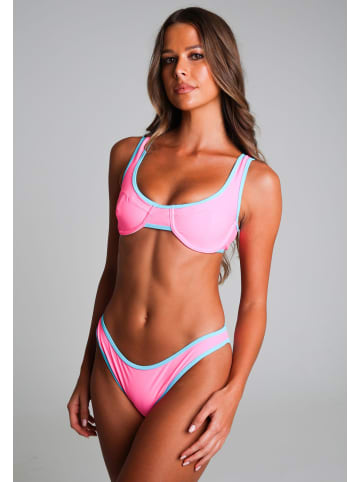 Moda Minx Bikinihose Contrast Binding Fixed Brazilian Bikini Bottom in Candy Pink
