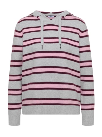 Cecil Langarm Pullover mit Kapuze und Streifen in Light Grey Melange