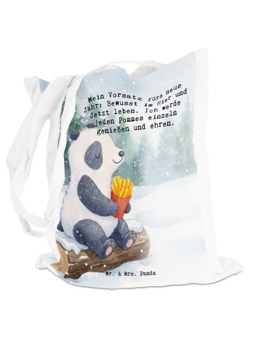Mr. & Mrs. Panda Büchertasche Panda Winter Pommes Design mit Spruch in Weiß