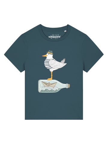 wat? Apparel T-Shirt Möwe mit Hut in Petrol