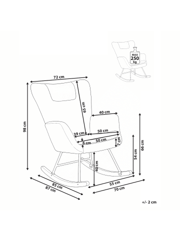Beliani Schaukelsessel SANDVE in Beige/Schwarz/Braun - (W) 72 x (H) 98 x (L) 87 cm