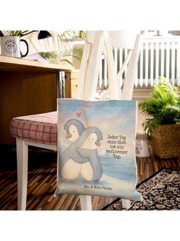 Mr. & Mrs. Panda Umhängetasche Pinguine Kuscheln Design mit Spruch in Weiß
