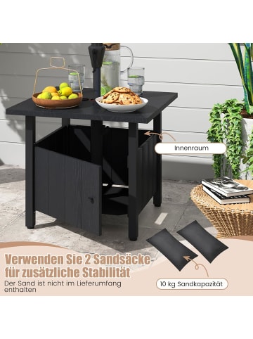 COSTWAY Beistelltisch Outdoor wetterfest 55,5 x 55,5 x 48 cm in Schwarz