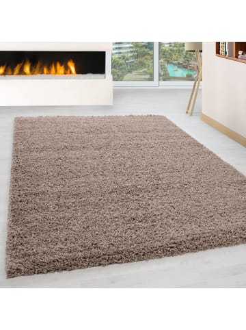KADIMA DESIGN Teppich Hochflor Unifarben Polypropylen Wohnzimmer Shaggy in Beige