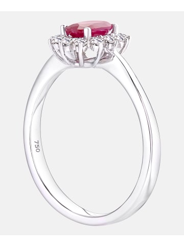 Diamant L'éternel Cluster-Ring aus 750 Weißgold mit Diamant mit Rubin