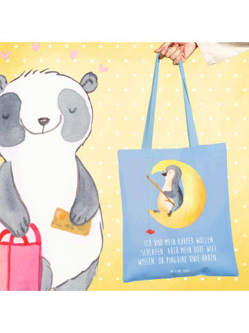 Mr. & Mrs. Panda Tragetasche Pinguin Mond mit Spruch in Sky Blue