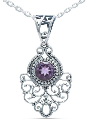 mantraroma 925er Silber - Ketten (L) 21 x (B) 40 mm mit Amethyst facettiert