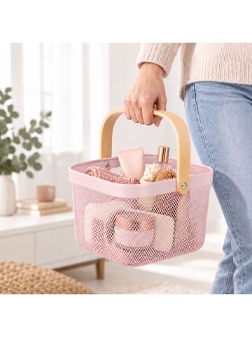 relaxdays Aufbewahrungskorb in Rosa - (B)26x (H)17,5 x (T)24,5 cm