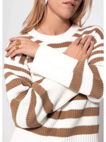 SASSYCLASSY Gestreifter Baumwoll-Pullover in Braun