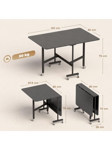 HOMCOM Klapptisch in Naturholz 100L x 100B x 75H cm