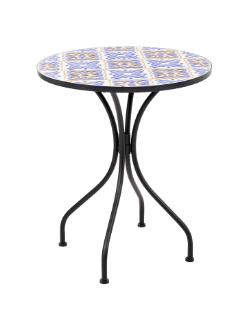 Beliani Outdoor Bistrotisch SIPONTO in Weiß/Blau/Schwarz - (W) 60 x (H) 71 x (L) 60 cm