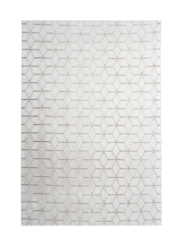 Kayoom Wohnzimmer Teppich – Hochflorteppich Vivica 125 in weiß - taupe - rechteckig