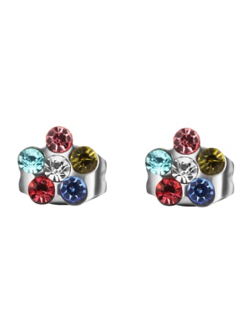 Adeliás Mädchen Ohrringe – Ohrstecker aus Edelstahl mit Strass Steinchen in silber