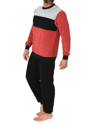 NORMANN Frottee langarm Schlafanzug Pyjama Bündchen - 81312 in rot
