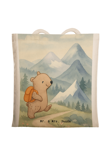Mr. & Mrs. Panda Tote Bag Bär Bergsteigen Design ohne Spruch in Weiß
