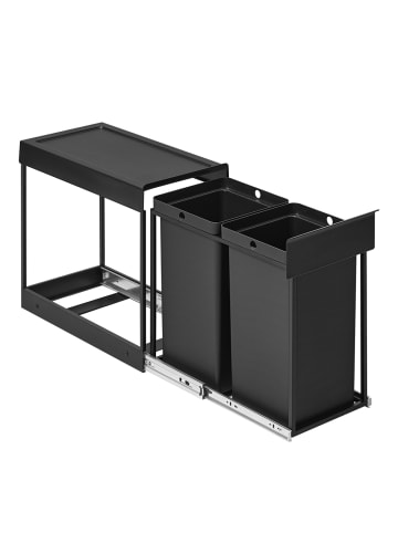 SONGMICS Mülleimer Petaja in Schwarz - (B)25.4 x (H)44 x (T)48.6 cm - 2 x 15 L