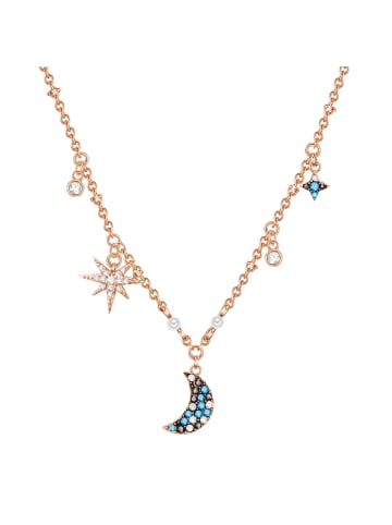 Lulu & Jane Halskette Halbmond/Stern Messing verziert mit Kristallen von Swarovski® in roségold