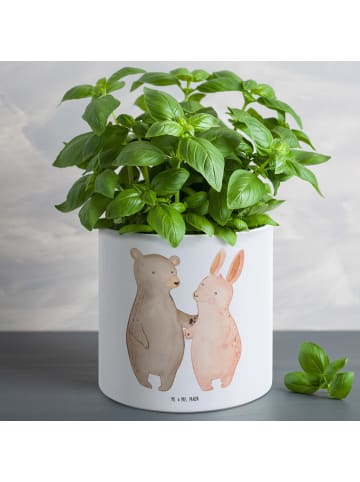 Mr. & Mrs. Panda Blumentopf Groß Bär und Hase Umarmen ohne Spruch in Weiß