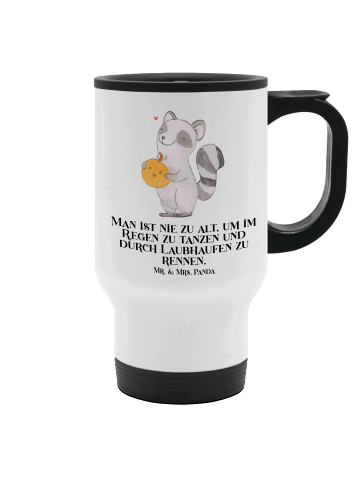 Travel Mug Waschbär Kürbis mit Spruch in Weiß