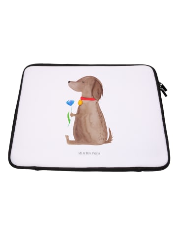 Mr. & Mrs. Panda Notebook Tasche Hund Blume ohne Spruch in Weiß