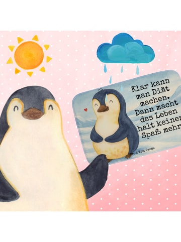 Mr. & Mrs. Panda Duschvorleger Pinguin Diät Design mit Spruch in Weiß