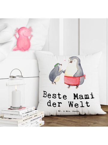 Mr. & Mrs. Panda Kopfkissen Pinguin Beste Mami der Welt mit Spruch in Weiß