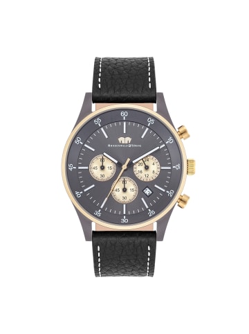 Rhodenwald & Söhne Herren Chronograph gelbgold Echtleder schwarz in schwarz