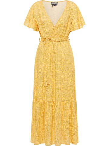 DreiMaster Damen Kleid in Senfgelb Wollweiss
