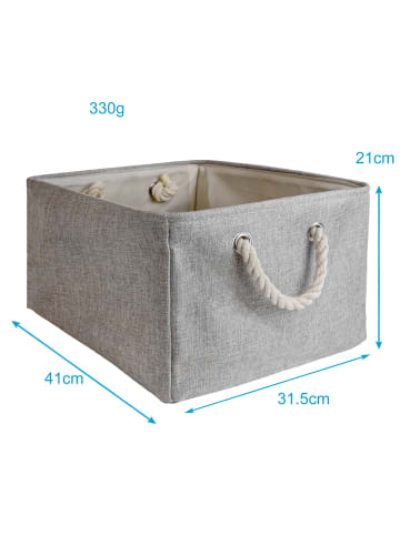 Intirilife Aufbewahrungskorb Box Organizer mit Henkel 41x31.5x21cm in Grau
