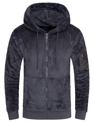 behype Sweatjacke Teddy-Zip in dunkelgrau