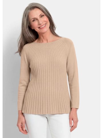 GOLDNER Kurzgröße: Tunikapullover in A-Linie in beige