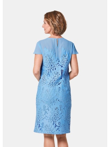 GOLDNER Spitzenkleid aus Chiffon, Flügelärmeln in riviera