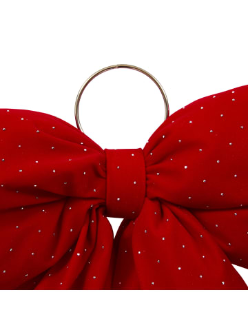 Atmosphera Créateur d'intérieur Gestickte Weihnachtsbaum-Schleife mit Pailletten BLINK in Rot, 4 x 46 x 38 cm