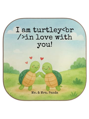 Mr. & Mrs. Panda Untersetzer Schildkröten Paar Design mit Spruch in Weiß