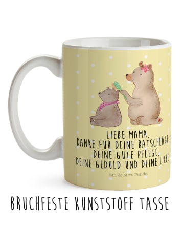 Mr. & Mrs. Panda Kaffeebecher Bär Kind mit Spruch in Gelb Pastell