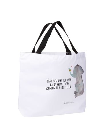 Mr. & Mrs. Panda Tote Bag Elefant Biene mit Spruch in Weiß