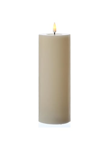 Deluxe Homeart LED Kerze Mia Echtwachs flackernd H: 20cm D: 7,5cm in creme