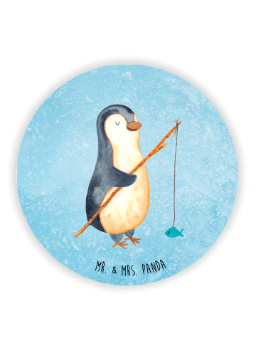 Mr. & Mrs. Panda Kühlschrankmagnet Pinguin Angler ohne Spruch in Eisblau