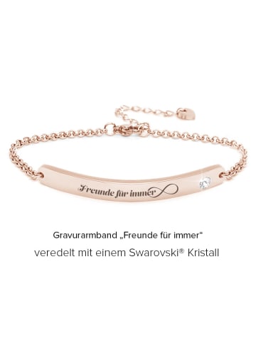 Silvity Gravur-Armband "Freunde für immer" mit einem Kristall Stein - Farbe: Roségold