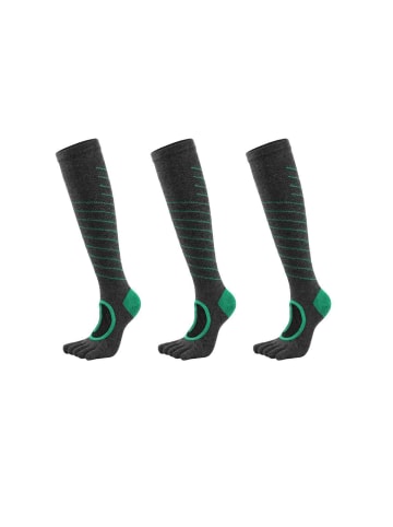 MUNADUNA 3er-Pack Yoga-Kniestrümpfe mit offenem Spann - Anti-Rutsch - in Grau