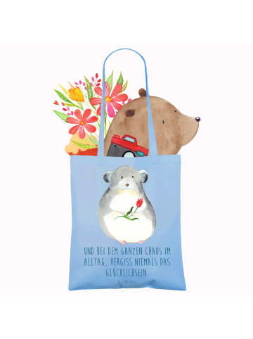 Mr. & Mrs. Panda Shopper Chinchilla Blume mit Spruch in Sky Blue