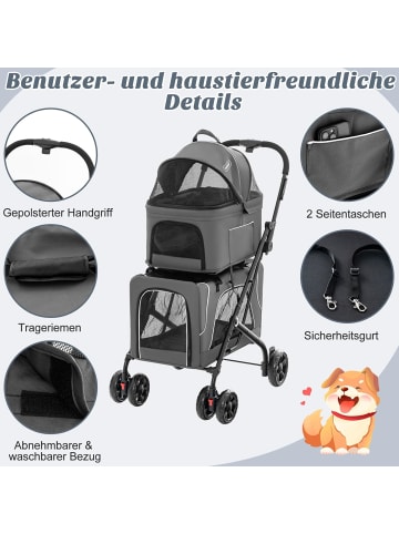 COSTWAY 3 in 1 Hundewagen in Grau